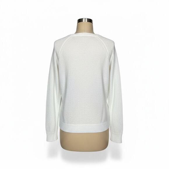 Christmas/Holiday Sweater White Fa La La Sequin Graphic Women’s Size L - Picture 2 of 6